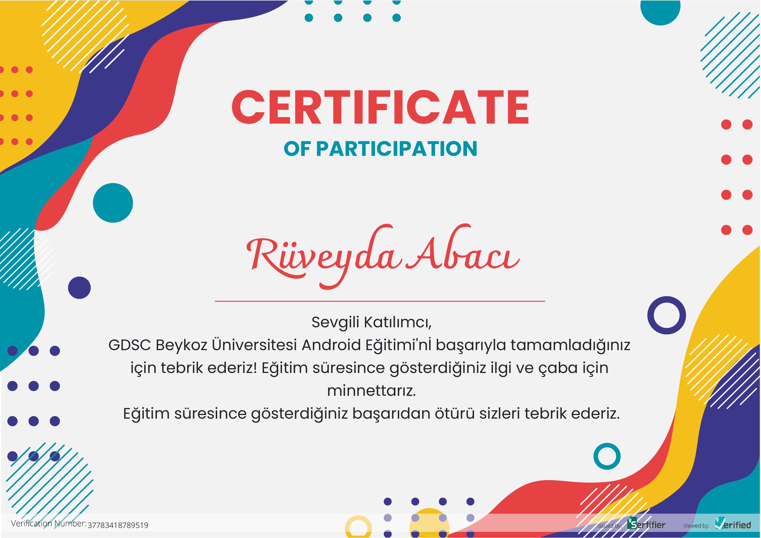 Android Haftası Sertifikası