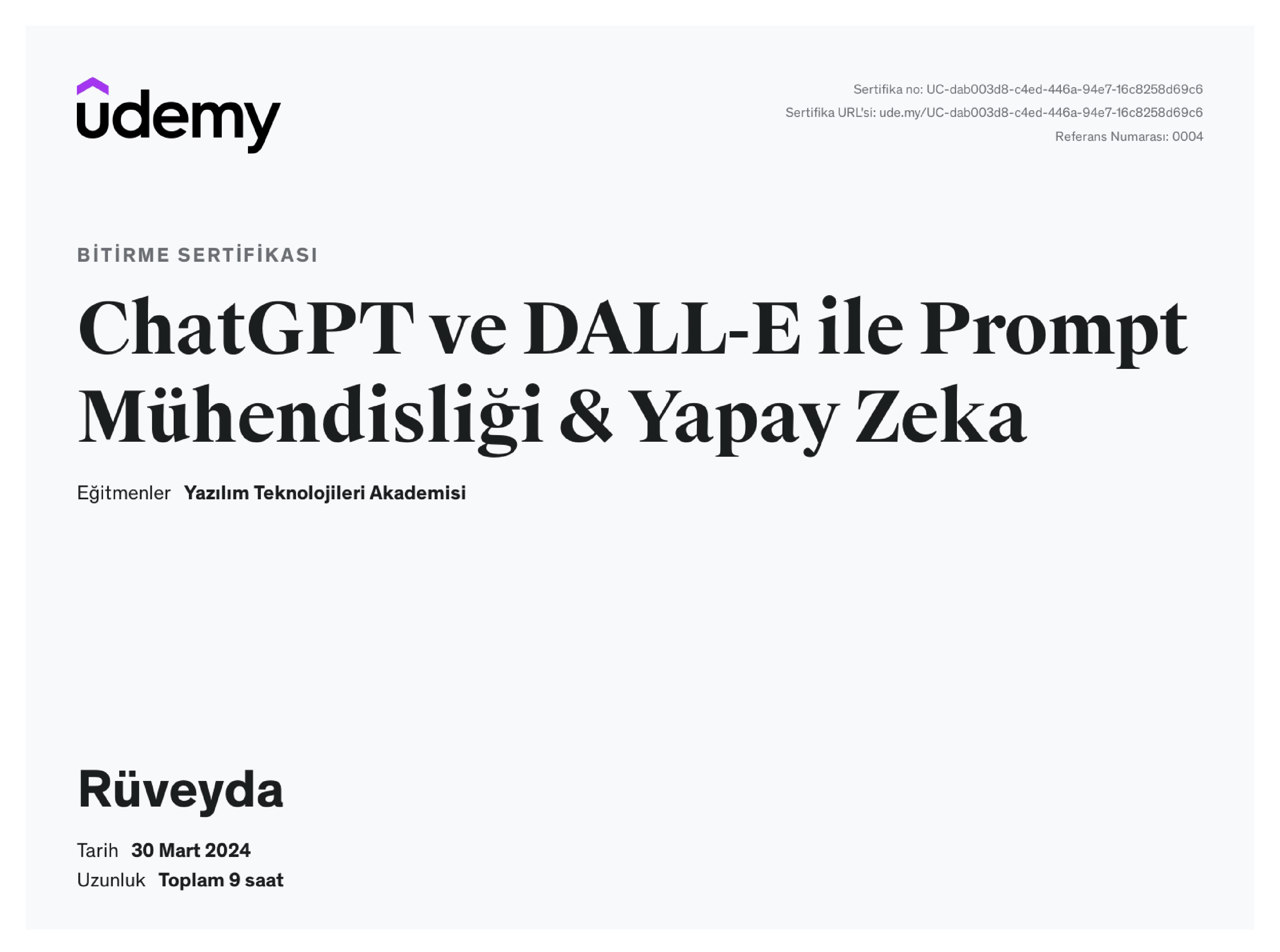 Udemy - ChatGPT ve DALL-E ile Prompt Mühendisliği ve Yapay Zeka